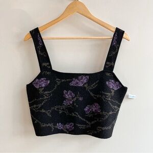 [vince] wool cashmere orchid square neck knit bralette top black L